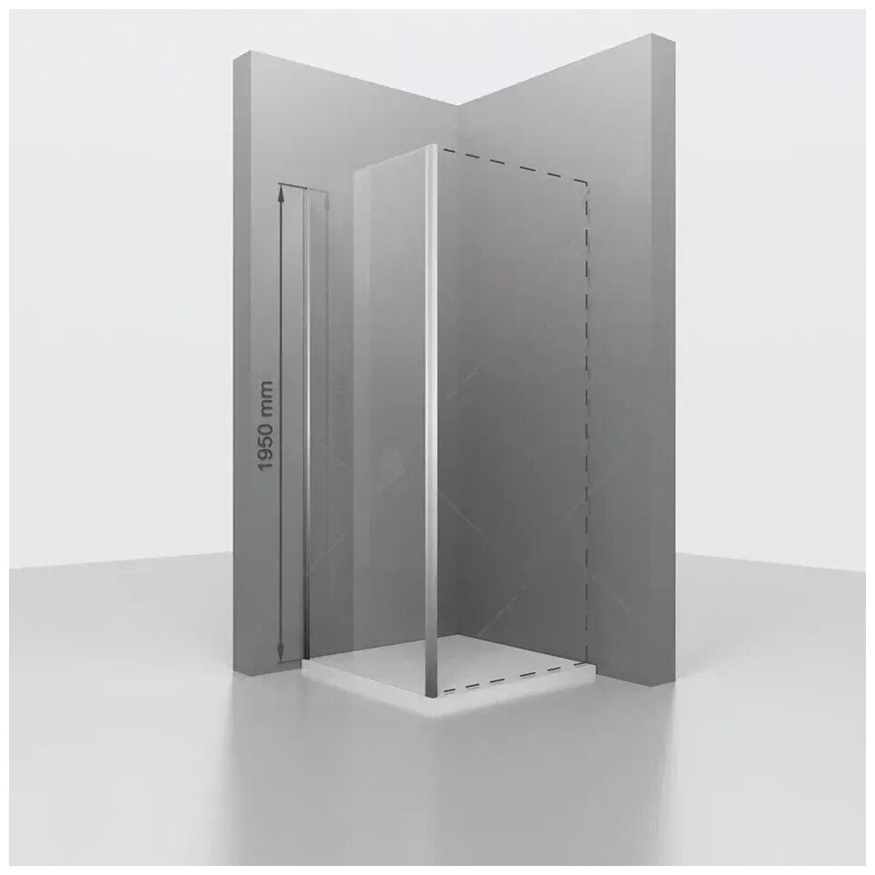 Боковая стенка RGW Z-050-2 90х195 см для душевой двери, профиль хром, стекло прозрачное 6 мм
