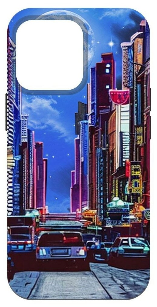 Чехол-накладка Krutoff Soft Case Ночной город для iPhone 14 Pro Max черный