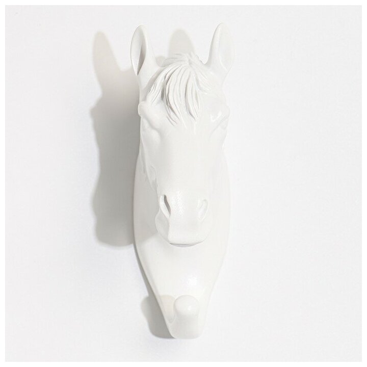 Декор настенный-вешалка "Конь" 12 x 3,8 см, белый - фотография № 4