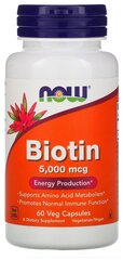 Капсулы NOW Biotin, 100 г, 150 мл, 5000 мкг, 60 шт.