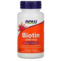 Капсулы NOW Biotin, 100 г, 5000 мкг, 60 шт.