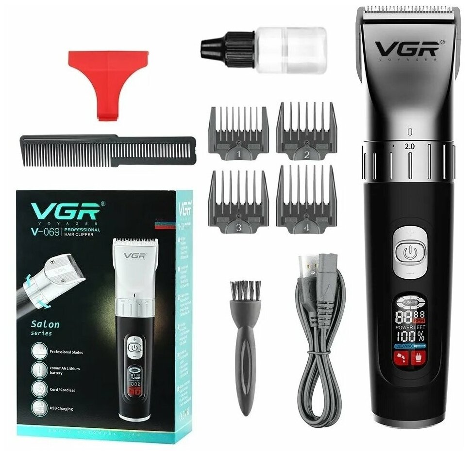 Машинка для стрижки волос VGR V-069 черная - фотография № 18