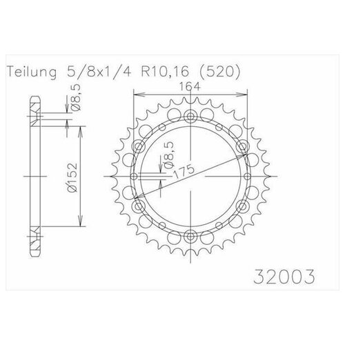 Звезда ведомая ESJOT 50-32003 43 зуба, кросс JTR853.43