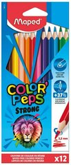 Карандаши цветные, пластиковые, ударопрочные, 12 цв, картонный футляр MAPED COLOR'PEPS STRONG