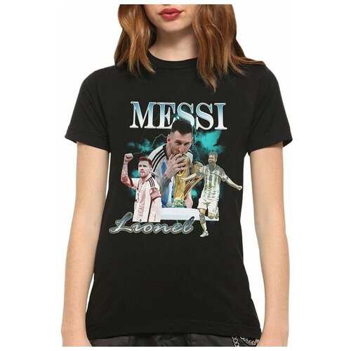 Футболка DreamShirts Лионель Месси / Lionel Messi Женская Черная XL