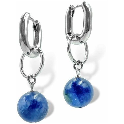 Серьги Soti, бижутерный сплав, родирование, кианит, серебряный