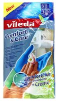 Перчатки Vileda Comfort & Care, размер S, цвет голубой/зеленый