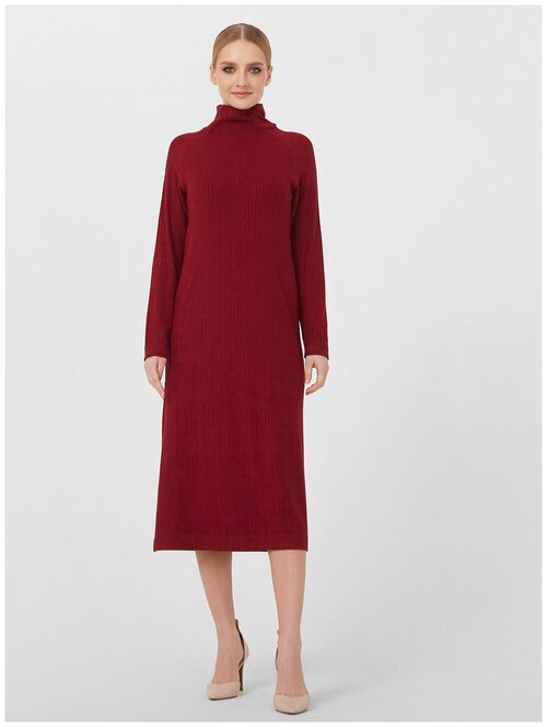 Платье-свитер Lo, повседневное, полуприлегающее, миди, карманы, размер 46, бордовый