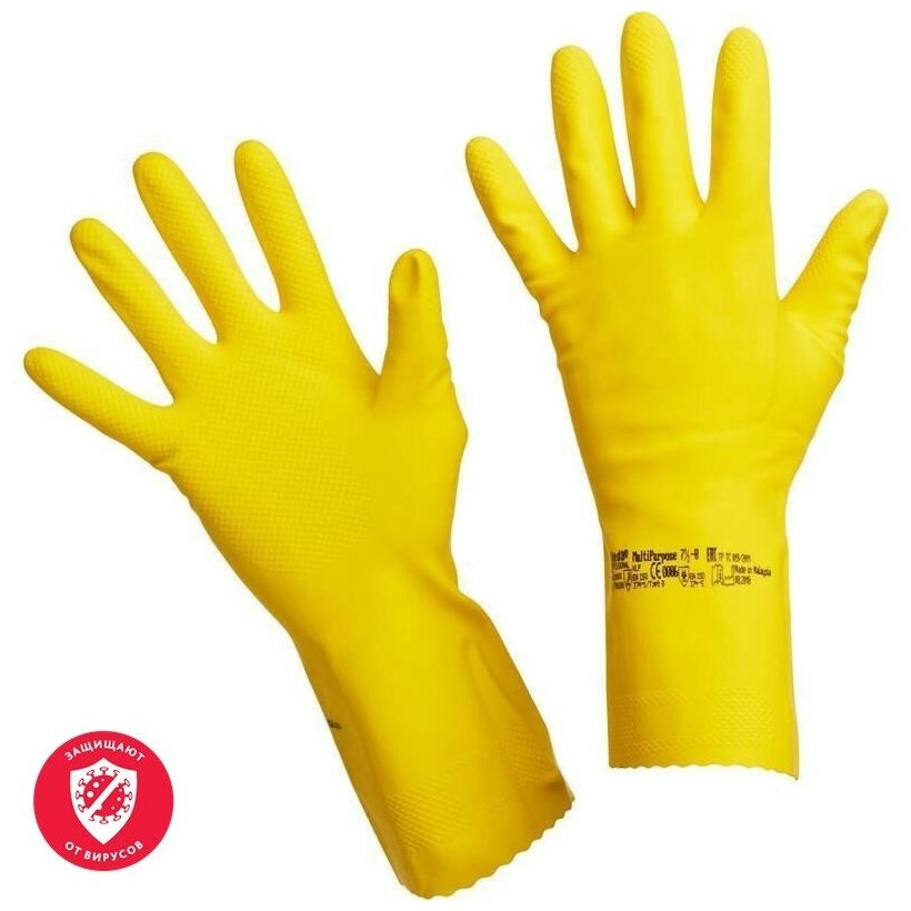 Перчатки резиновые Vileda Profes латекс хлопков. напылен желтый р-р L 100760 Vileda Professional 515205