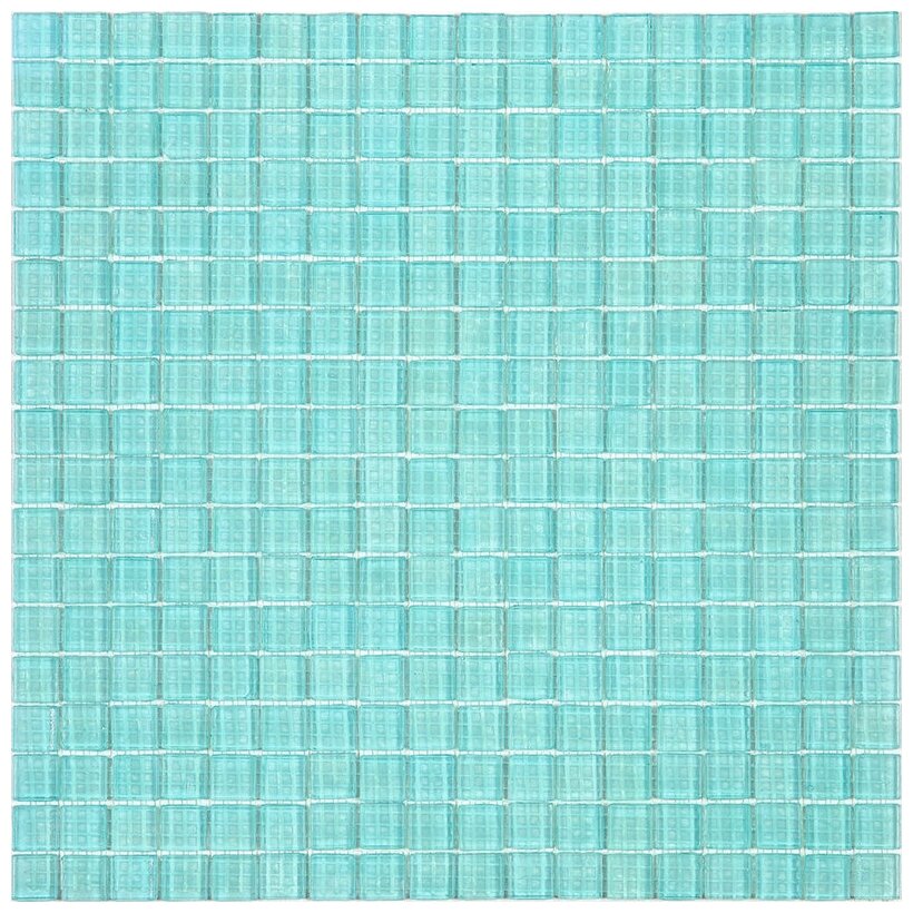 Мозаика для кухонного фартука одноцветная чип 15 стекло Alma NB-BL574 голубой квадрат глянцевый