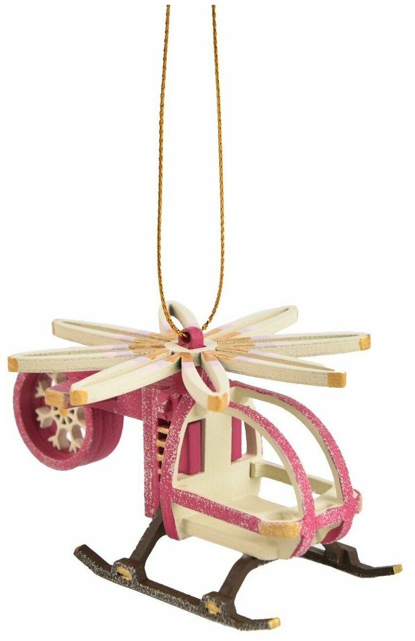 Деревянная елочная игрушка ручной работы "Вертолет малый ", Ретро новогодние украшения в подарок