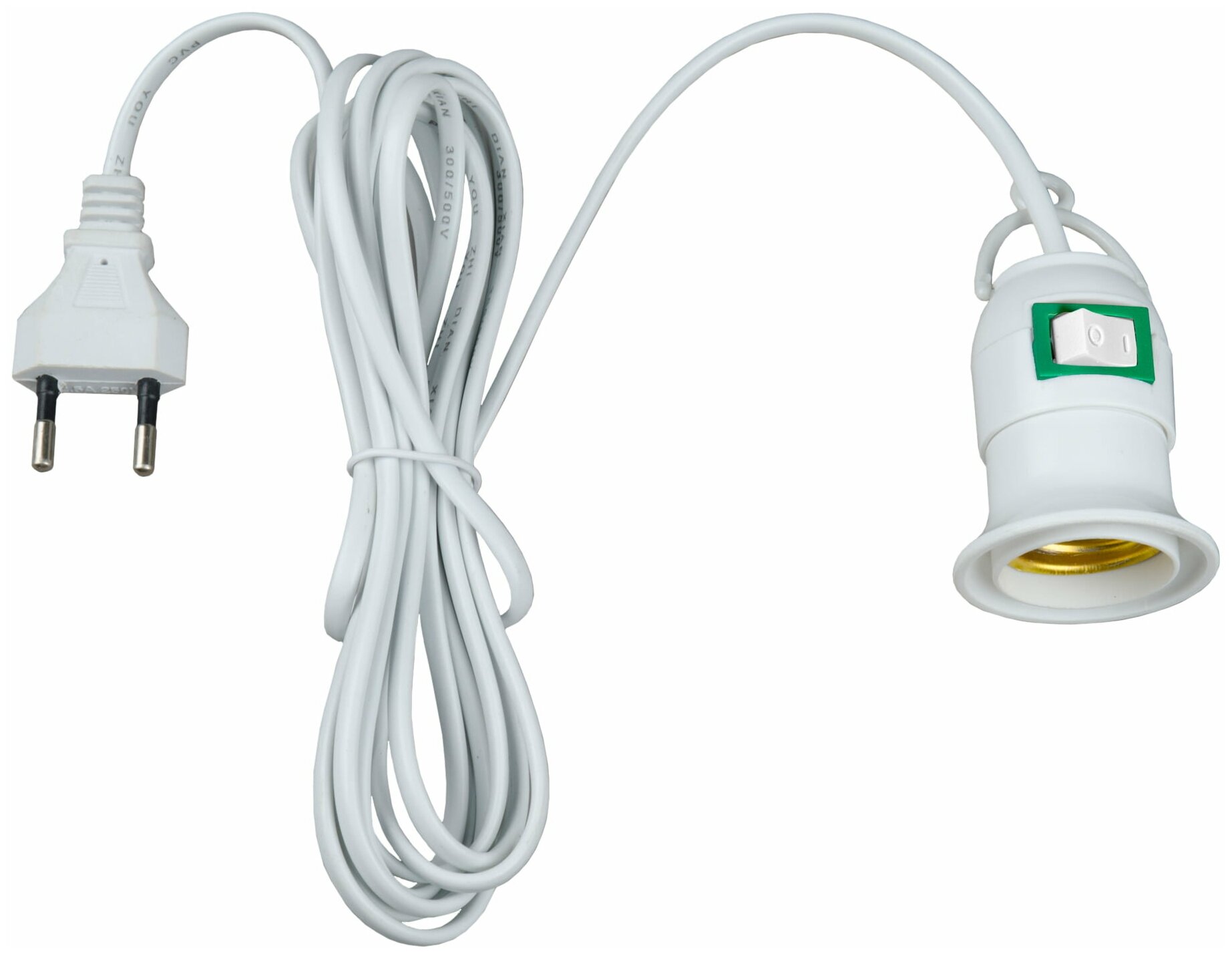 Патрон подвесной Uniel E27 с выключателем и штепсельной вилкой подходит для фито ламп 200см IP20 белый DLC-P-T50B/E27 2M WHITE (арт 772244)