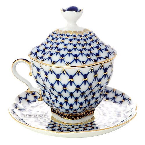 Чашка чайная с крышечкой и блюдцем форма 