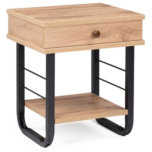 Тумба прикроватная KAPIOVI MOLA, дуб вотан, черные ножки