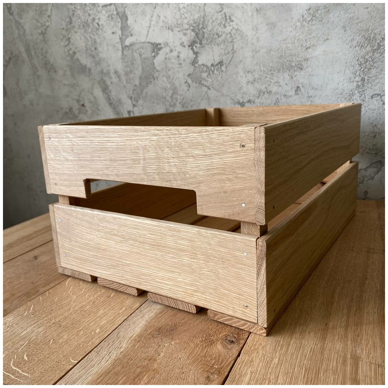 Ящик деревянный из дуба для хранения с ручками 32х23х15см - фотография № 5