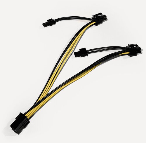 Изображение товара Переходник PCI-E 8 pin (6+2 pin) 22 см для видеокарты / 8-контактный GPU кабель разветвитель удлинитель питания для майнинга желтый