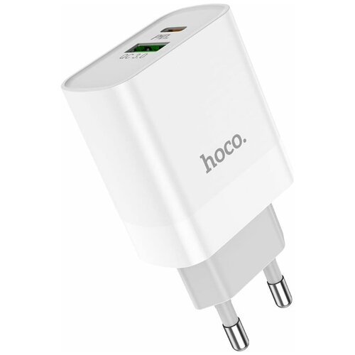 Зарядное устройство Hoco C80A Rapido PD20W+QC3.0 charger, type-c, usb EU, белый 796271 сетевое зарядное устройство hoco c80a plus rapido 3а pd20w qc3 0 кабель usb type c usb type c 1м белый