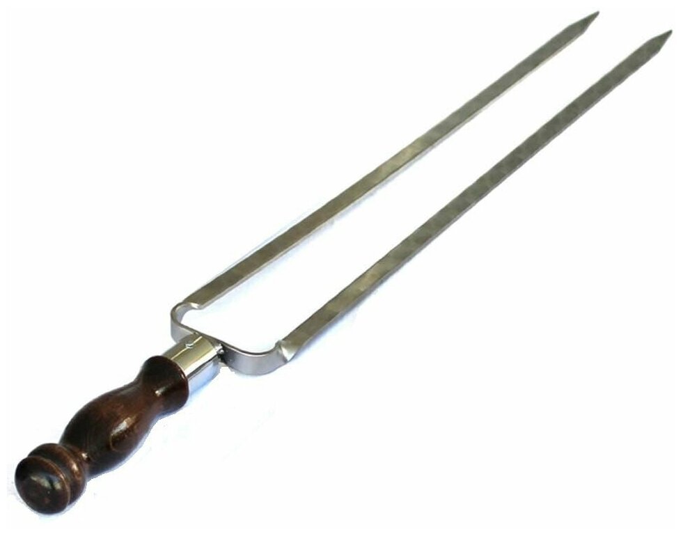 Шампур-вилка с деревянной ручкой и кольцом (550 х 10 х 3)