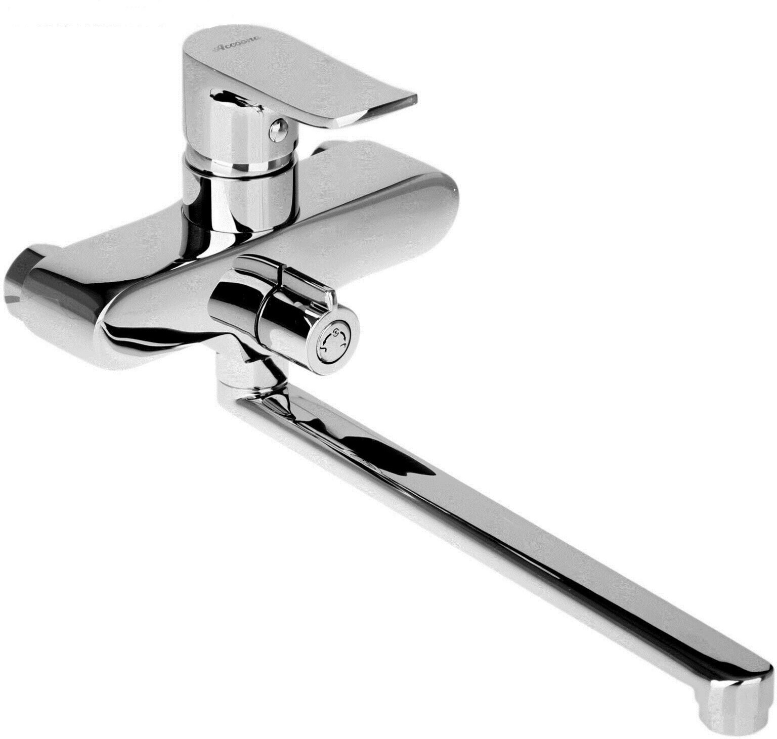 Смеситель ванна прямой нос 30 см (35) дивертор в корпусе. Латунь, Accoona A7112