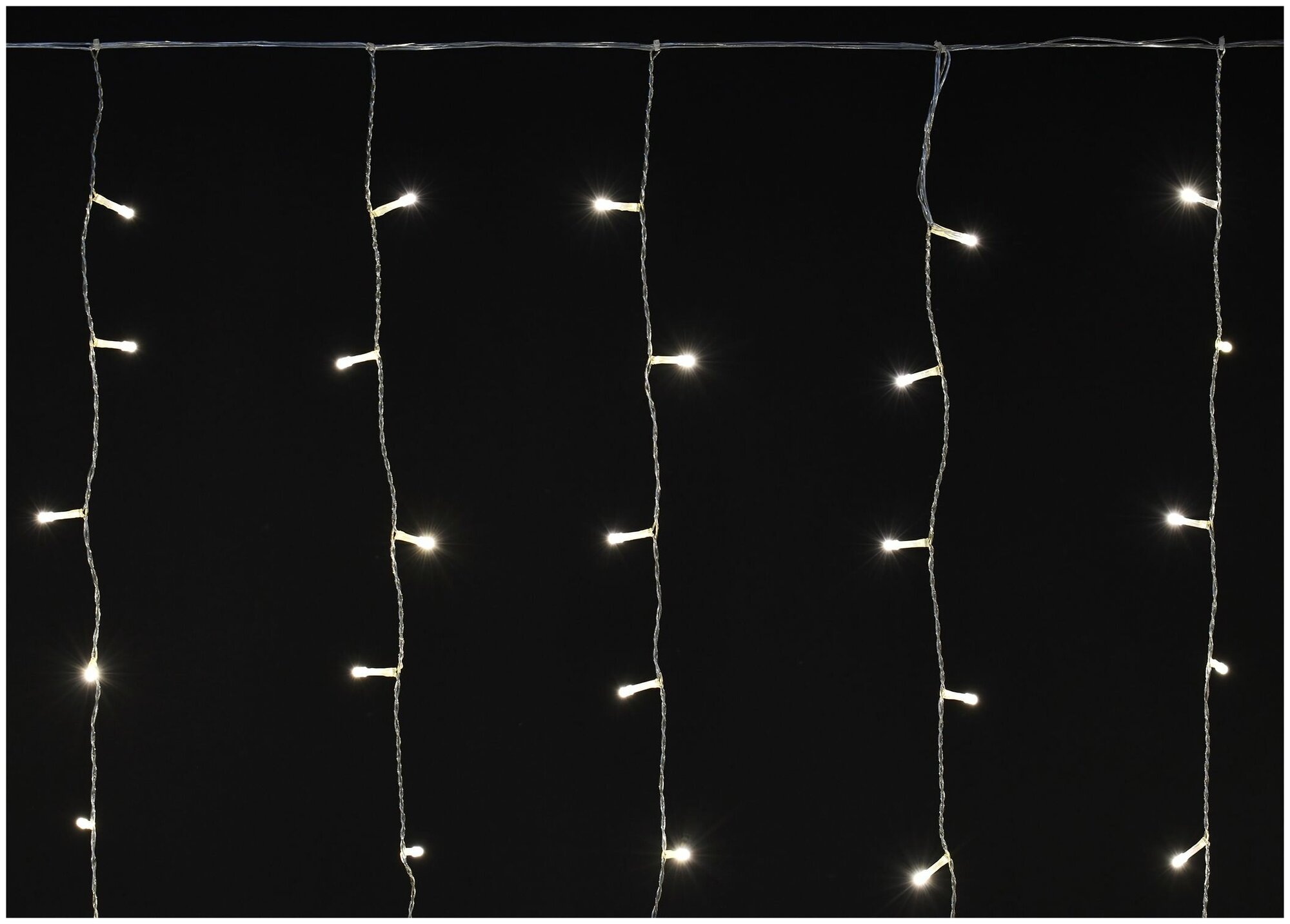 фото LIGHTING Гирлянда бахрома 4,5х0,7м 200 светодиодов теплый белый свет IP44 прозрачный шнур 3м 230В мерцание транзит IEK