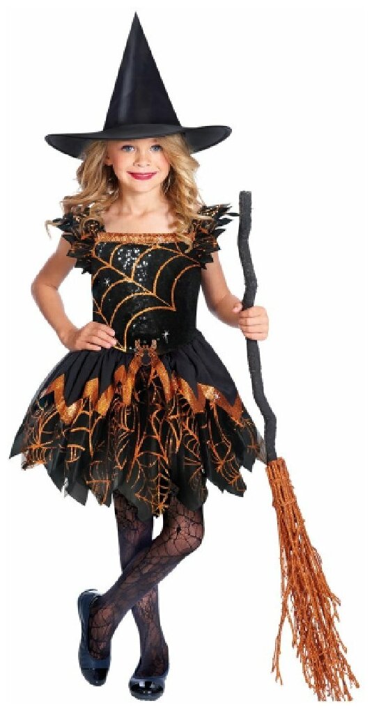 Детский костюм ведьмы-оранжевая паутинка (17796) 110 см