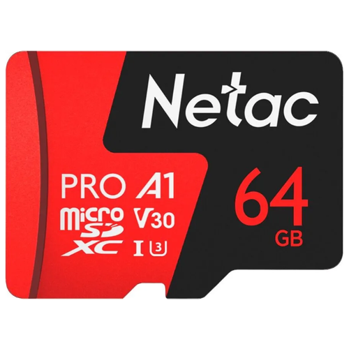 Карта памяти 64Gb - Netac P500 Extreme Pro MicroSDXC Class 10 A1 V30 NT02P500PRO-064G-S (Оригинальная!) карта памяти 64gb netac p500 extreme pro microsdxc class 10 a1 v30 nt02p500pro 064g s