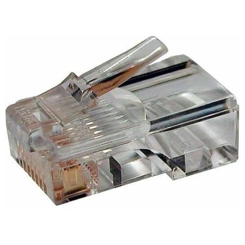 разъем hyperline rj 45 plug 8p8c u c5 100 100 шт прозрачный Разъем RJ45 8P8C кат.5E UTP PLUG-8P8C-U-C5-100 для ож и мж кабеля Hyperline 49377