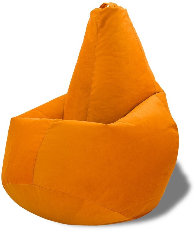 Кресло-мешок Груша PuffMebel размер XXL, цвет оранжевый, ткань велюр