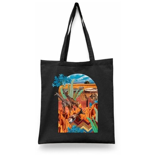 фото Сумка-шоппер унисекс каждому своё "ретро коллаж/исскуство/поп арт" черная