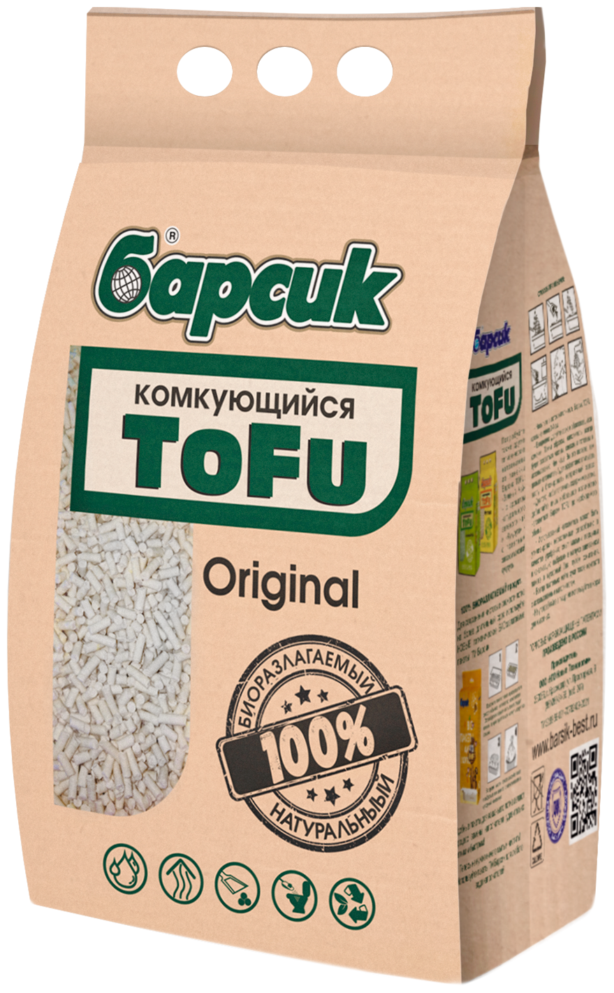 Комкующийся наполнитель Барсик TOFU Original, 4.5л, 1 шт.