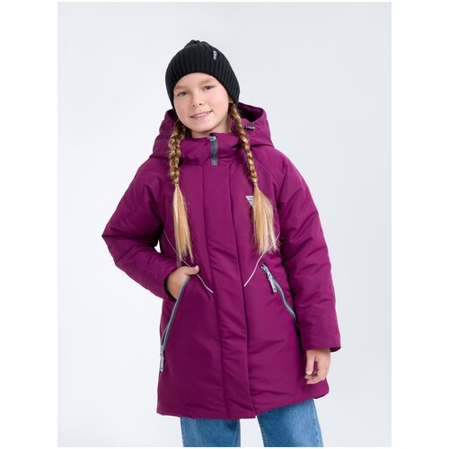 Зимняя куртка для девочки, детская парка с мембраной З22112 Темно-бордовый (104)