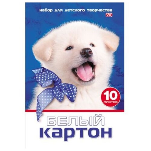 Белый картон VK Белый щенок Hatber, A4, 1 наборов в уп. 10 л. , белый