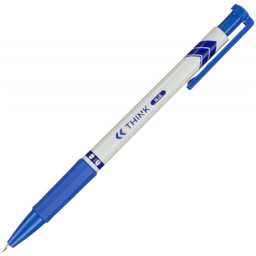 Ручка шариковая автоматическая Deli Think диамет шар 0.7мм резин манж синяя