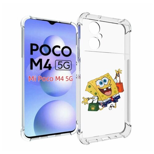Чехол MyPads модный-спанч-боб для Xiaomi Poco M4 5G задняя-панель-накладка-бампер