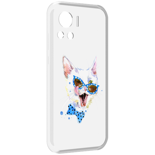 Чехол MyPads белый кот для Motorola Edge 30 Ultra задняя-панель-накладка-бампер