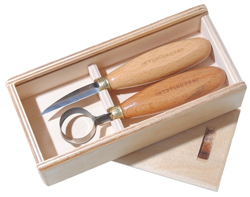 Набор для вырезания ложек, кукс, посуды, ложкорез диаметр 25 мм и нож С-1"Татьянка"