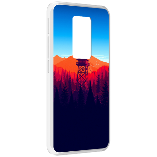 Чехол MyPads лес с оранжевыми горами для Motorola Defy 2021 задняя-панель-накладка-бампер