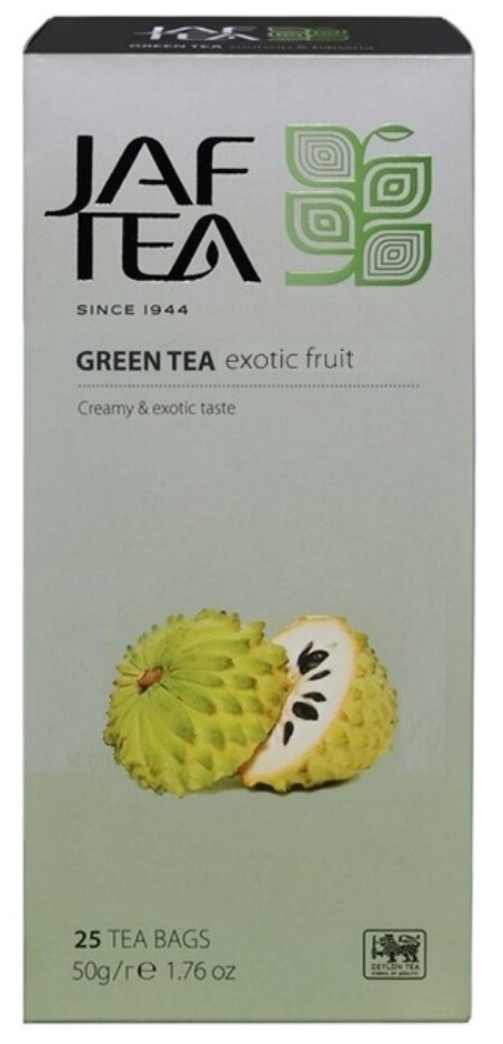 Чай зелёный JAF TEA Green Tea Exotic fruit зеленый чай с соусап, 25 пакетиков - фотография № 1