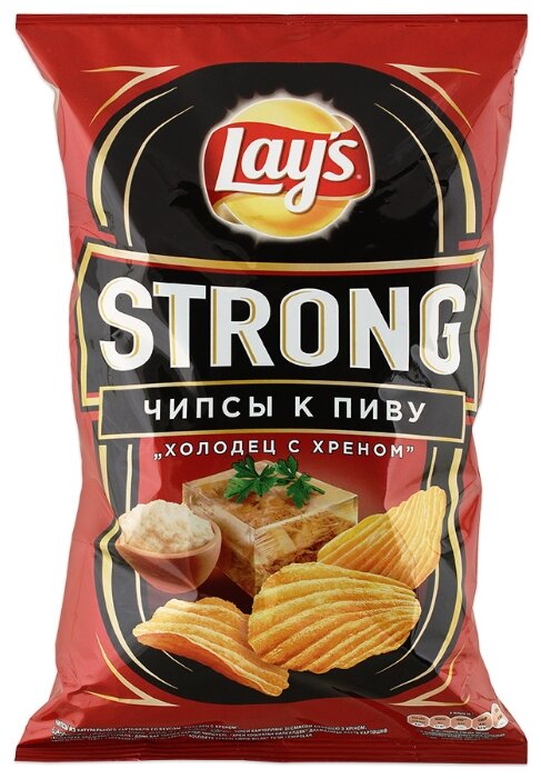Чипсы Lay's Strong картофельные Холодец с хреном рифленые