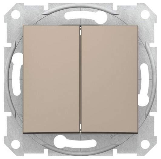 Sedna Выключатель двухклавишный в рамку титан сх.5 | код SDN0300168 | Schneider Electric (2шт. в упак.)