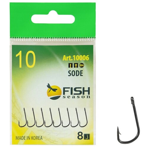 фото Крючок fish season sode-ring с ушком, покрытие bn , размер-10 , 8 шт/уп