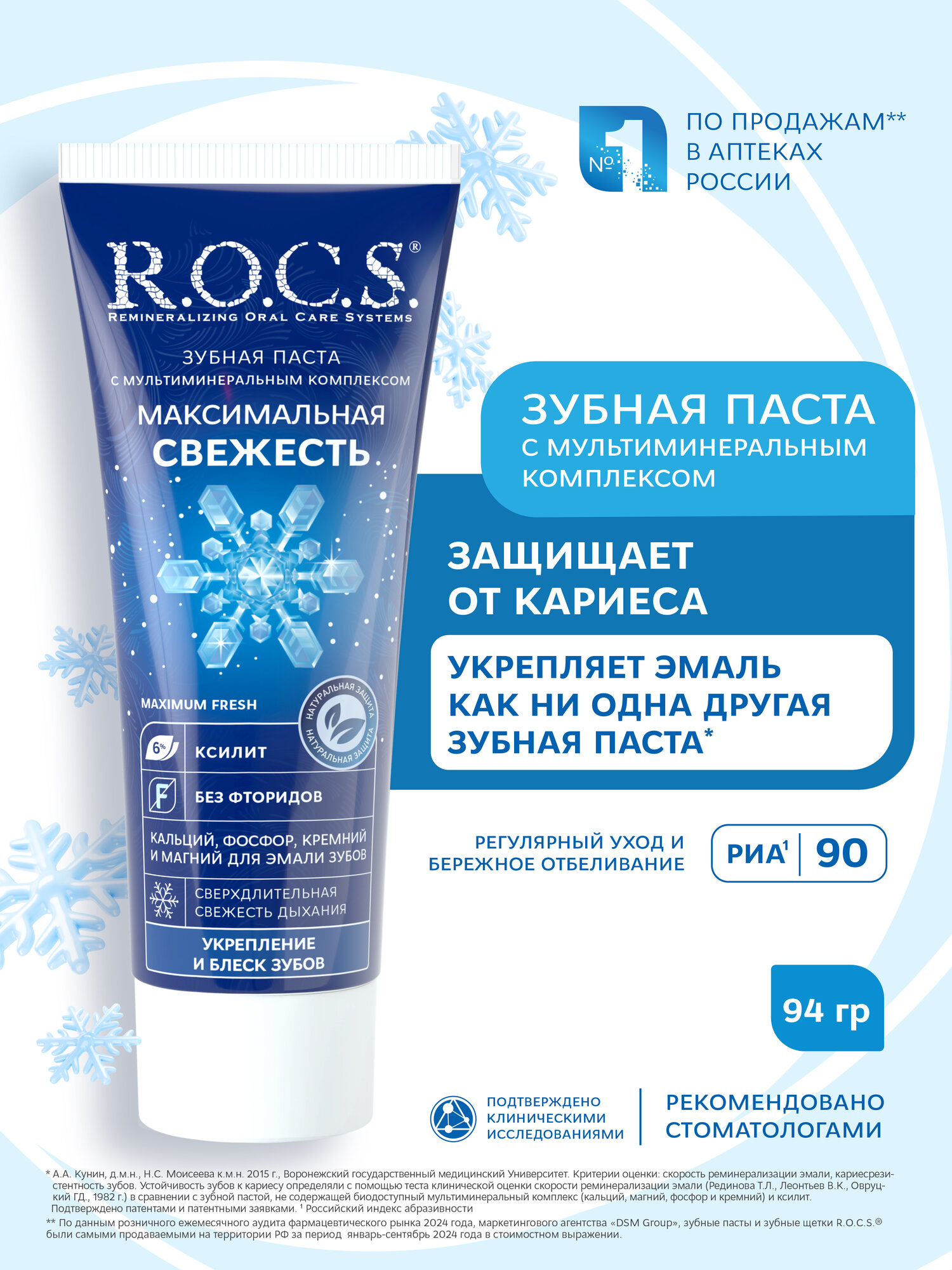 Зубная паста R.O.C.S. Максимальная свежесть, мята, 75 мл