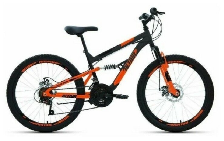 Велосипед ALTAIR MTB FS 24 D (24" 18 ск. рост. 15") 2022, темно-серый/оранжевый, RBK22AL24054