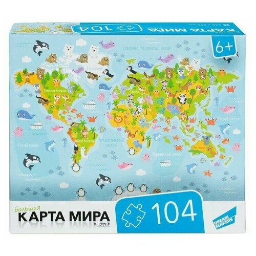 Пазлы 104 элементов Карта мира DREAM MAKERS-BOARD GAMES
