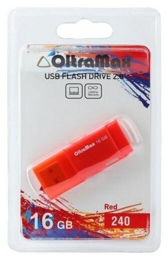 Флеш-накопитель 16Gb OltraMax USB 240 красный (OM-16GB-240-Red)