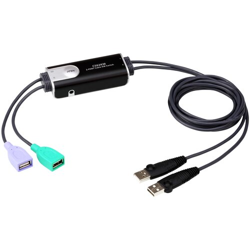 Переключатель, электрон., KVM+Audio, 1 user USB+VGA => 2 cpu USB+VGA, со встршнурами USB 2x1.2м., 2048x153KVM-переключатель ATEN CS62KM [CS62KM-AT] кабельный, 2 порта, USB, функция Boundless Switching 2 PORT USB KVM+ AUDIO Switch. usb Boundless S kvm переключатель aten cs22h [cs22h at] кабельный 2 порта usb 4k hdmi пульт удаленного переключения порта aten cs22h