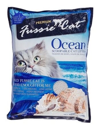 Наполнитель для кошек Fussie Cat Морской, комкующийся, 10 л