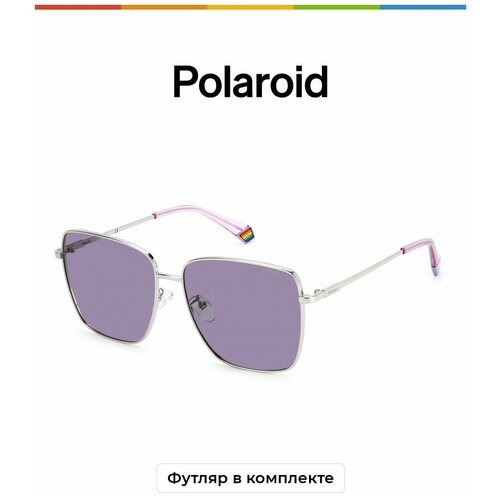 Солнцезащитные очки Polaroid, серебряный, серый солнцезащитные очки polaroid круглые оправа металл поляризационные для женщин коричневый