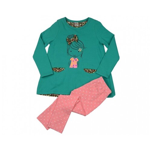 Комплект одежды Mini Maxi, повседневный стиль, размер 98, розовый, зеленый