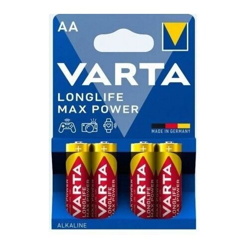 Батарейка VARTA LongLife MAX POWER AA LR 06 BL 4 Alkaline 1.5V батарейки varta longlife max power max tech lr14 c bl2 alkaline 1 5v 4714 2 20 200